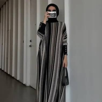 GONEGANI OFFICIAL - Dress Batwing Bahan Cotton Knit Batwing Stripe Dress Black