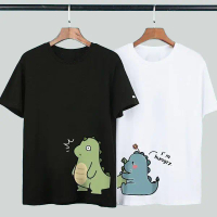 KAOSBRO - Kaos Couple Dino Hungry - Premium Katun Combed 30s Kain Baju Wanita Pasangan Distro