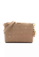 Dior 二手迪奧麂皮藤格紋 Lady Dior 斜背包