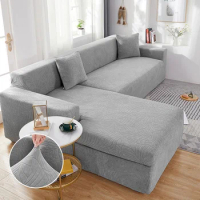 【Buy 2 Pcs Please】Thick Waterproof Sofa Cover L Shape 1 2 3 4 Seater Sarung Sofa L Shaped Sofa Protector Cover Elastic Stretch