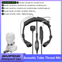 Baofeng UV-68 Pro Max Adjustable Throat Mic UV-S22 V2 Tactical Acoustic Tube Headset PTT Earpiece For UV-9R PLUS Walkie Talkie