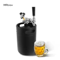 Matte Black Mini Beer Keg,Stainless Steel Growler With Beer Tap &amp; Co2 Regulator System, 5L Beer Dispenser For Homebrew Bar Party