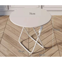 可折疊桌簡易木圓桌(純白色)(尺寸:高70CM,寬70CM)