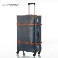 Chupermore Retro PU Leather Women Rolling Luggage Sets Spinner 20/22/24/26 inch Brand Suitcase Wheels handbag Trolleay