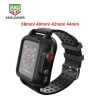 Newest For Apple Watch 7 6 5 42mm/40mm/38mm Waterproof Silicone Sport Band For Apple Watch Series 3 2 Strap With Protective Case