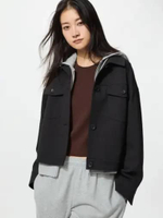 UNIQLO Jaket Rileks Jersey Relax Jacket wanita BLACK hitam M