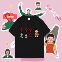 squid game เสื้อยืดเด็กชาย โอเวอร์ไซส์  squid game 2 T-shirt ผ้าCOTTON100% สไตล์เกาหลี คอลูกเรือ ผ้า