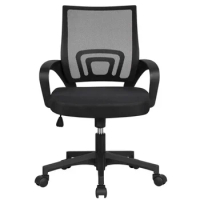 Adjustable Mid Back Mesh Swivel Office Chair With Armrests Black Computer Armchair Furniture Chairs Gaming Cheap Cushion