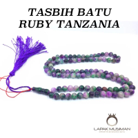 Tasbih Batu Ruby Tanzania Asli Natural 99 Butir