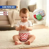 OEM SK-P1 POPOK Bayi Kain Kancing Cloth Diaper Clodi Bayi Dapat Dicuci POPOK MOTIF ZIGZAG MERAH