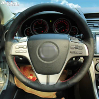 Shining wheat Hand-stitched Black Leather Steering Wheel Cover for Old Mazda 6 2009 Mazda 6 Car Accessories
