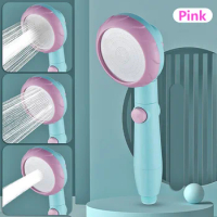Shower Head SPA Bathroom Accessories High Pressure 3-Function Adjustable Water Saving Rainfall Nozzle One-Key Stop Sprayer ABS