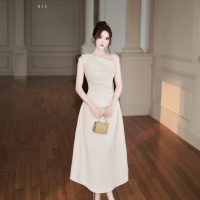 Váy tiệc nữ thiết kế lệch vai Jila dress taffta lụa cao cấp H.I.U Fashion , đầm dáng dài midi sang t