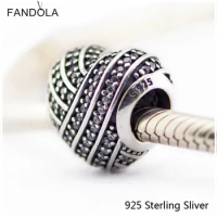 CKK 925 Sterling Silver Love Lines Heart Charms Original Fashion Beads Fits Bracelets Bangle DIY Jewelry