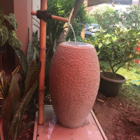 air mancur gentong bambu bahan mewah terazzo