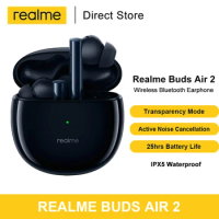 Realme Buds Air 2 Wireless Bluetooth 5.2 Headphones with active noise cancellation Hi-Fi Bass Boost 25hrs playback TWS earphones