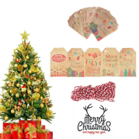 50PCS DIY Kraft Paper Wrapping Supplies Hang Tags Gift Wrapping Christmas Labels Kraft Tag