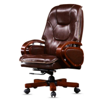 New Modern Computer Chair Home Simple Modern Office Reclining Solid Wood Executive Chair Lift Massage Chair Boss Chair Leather