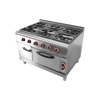 ITOP 6 Burners Commercial Kitchen Freestanding Gas Stove With Electric Oven, Industrial LPG Cooker Burner With Gas Ovens