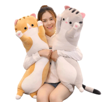 Bantal Guling Boneka kucing Lucu Plush Doll Panjang 60cm Kado Ulang Tahun Anak