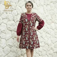LANGITJUA - Tunik Lidya - Atasan Batik Kerja Wanita Lengan Panjang size LD 90 LD 96 LD 100 LD 104 LD
