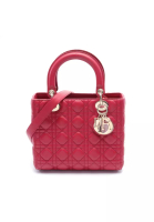 Christian Dior 二奢 Pre-loved Christian Dior lady dior Medium Handbag leather Red 2WAY