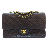 CHANEL 香奈兒 黑色 羊皮 CoCo25cm 鍊帶 肩背包 金扣 A01112 【二手名牌BRAND OFF】