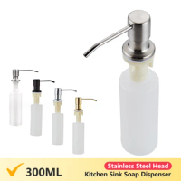 Stainless Steel Head Kitchen Sink Soap Dispenser With 300ML ABS Pot Silver Black Golden Dispenser Detergent Liquid Soap Lotion