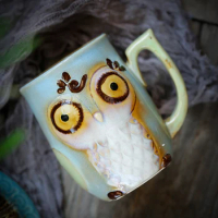 SUSHI CERAMICS Cartoon Cute Owl Coffee Cups Ceramic Milk Mug Home Breakfast Cup Boutique Gift
