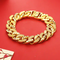 Men's Genuine Bracelet for Men 24k Pure Gold Color 12mm Rope Shape Hand Chain 999 Bracelet Bangle Birthday Anniversary