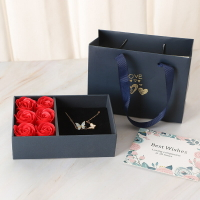 代發專用6朵永生玫瑰花高檔禮盒套裝禮品袋賀卡項鏈耳釘對戒盒子