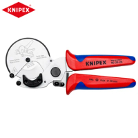 KNIPEX 90 25 25 Pipe Cutter For Composite And Plastic Pipes Wide Plastic Supports Allow Perfect Right-angled Cuts