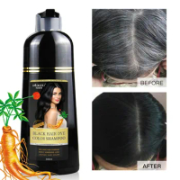 500ML Mokeru Ginseng Essence Black Hair Shampoo Wash Care Hair Dye 3 In 1 Permanent Hair Color Natural Hair Dye Shampoo