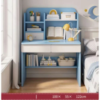 簡易電腦桌（淺藍+白100cm）