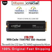 Crucial T500 500GB 1TB 2TB Gen4 NVMe M.2 Internal Gaming SSD,Up to 7400MB/s, Laptop &amp; Desktop Compatible + 1mo Adobe CC All Apps