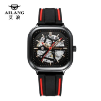 AILANG 2020 New Watch Men Automatic Hollow Waterproof Trend Friday Men's Watch Seven Square Mechanical Watch Genuine