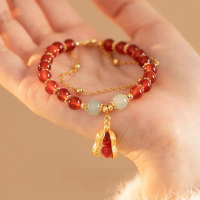 COD️ Gelang peanuts Bracelet Keberuntungan Kacang Merah Bracelets Perhiasan  batu giok asli Titanium