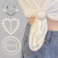 Wanita Geometric kerongsang pakaian Corner Knot Button Ring Shirt Hem T-scarf Scarf Buckle pakaian H