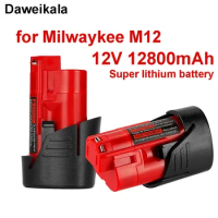 Daweikala 12V Milwaukee Battery 12800mAh with Milwaukee M12 XC 48-11-2410 48-11-2420 48-11-2411 12-Volt Cordless Tools Battery