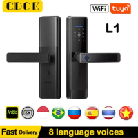 CDOK L1 Smart Door Lock Wifi Tuya APP Fingerprint Digit Intelligence Electric 5 Unlock Method Support 8 Language Voice