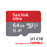 SanDisk Ultra microSDXC UHS-I Memory Card with Adapter 128GB 256GB 512GB 1TB - Up to 140MB/s, C10, U1, Full HD, A1, MicroSD Card