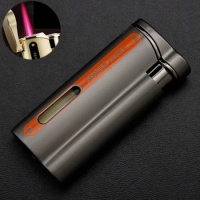 Honest Cigar Lighter Red Flame Windproof Jet Lighter Inflatable Fuel Visible Gift For Man