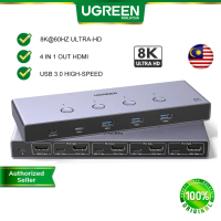 UGREEN 8K 60Hz HDMI KVM Switch 4 in 1 Out Display 3 USB 3.0 Ports 1 USB C Port Fast Data Transfer Ke