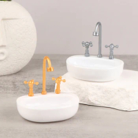 Doll House Miniature Furniture Accessories Sink Basin Faucet Mini Doll House Model