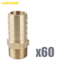 LTWFITTING Brass Fitting Connector 1-Inch Hose Barb x 3/4-Inch NPT Male Fuel Water(Pack of 60)