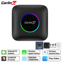 CarlinKit CarPlay Ai TV Box Android 13 QCM6125 8-Core Wireless Android Auto CarPlay 64G 128G SIM &amp;WiFi Built-in GPS Glonass
