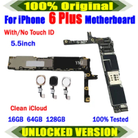 Clean iCloud For iPhone 6 Plus 5.5inch Full Work Motherboard Original Unlock For iPhone 6 Plus Logic Board 16GB 64GB 128GB Plate