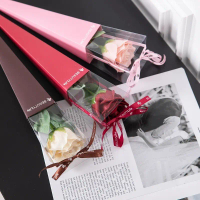 1 Pack isi 10 Pcs Box Mika Single Rose Buket Bunga Mawar Flower Wrapping Box Cone Elegan