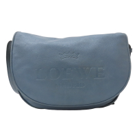 【二手名牌BRAND OFF】LOEWE 羅威 藍色 牛皮 Heritage Flap Crossbody Bag 肩背包 340912
