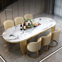 Stainless steel Dining Room Set Home Furniture modern marble dining table